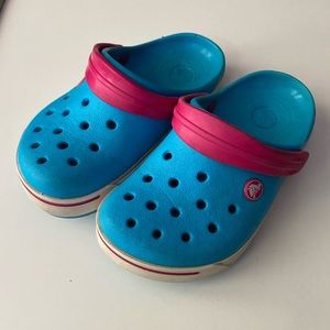 Crocs blue pink girls size 2